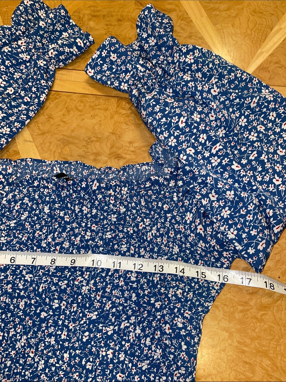 PrettyGarden Blue Floral Smocked Maxi Mermaid Dress with Long Sleeves Size Large - Picture 15 of 16